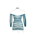 Long-Sleeved Net Mini Dress - Size - Blue