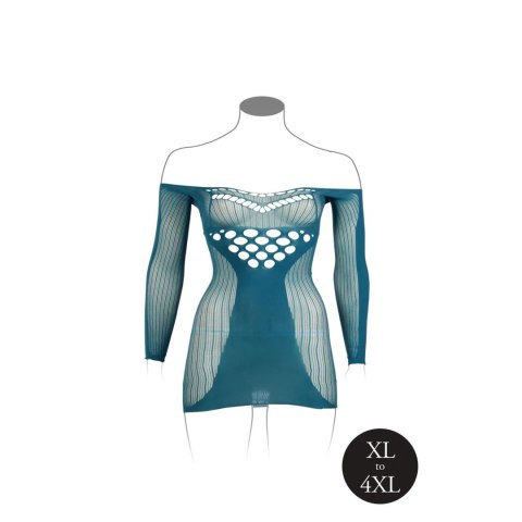 Long-Sleeved Net Mini Dress - Size - Blue
