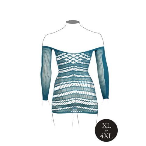 Long-Sleeved Net Mini Dress - Size - Blue