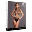 2 piece with crop top,pantie and fishnet structure.