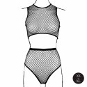 2 piece with crop top,pantie and fishnet structure.