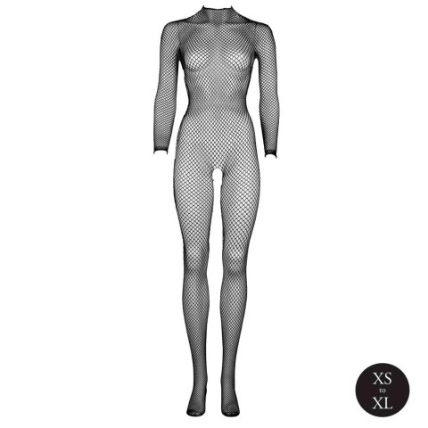 Bodystocking with fishnet structure,open crotch and turtle neck.