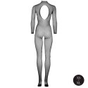 Bodystocking with fishnet structure,open crotch and turtle neck.