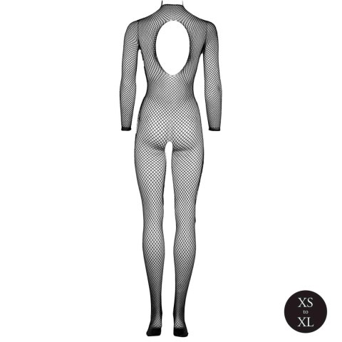 Bodystocking with fishnet structure,open crotch and turtle neck.