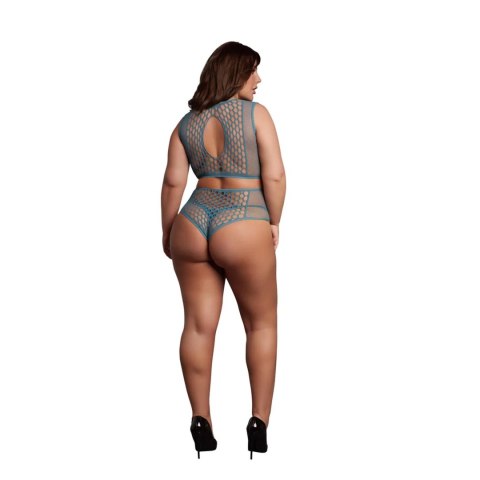Duo Net Key-Hole Bra Set - Size - Blue
