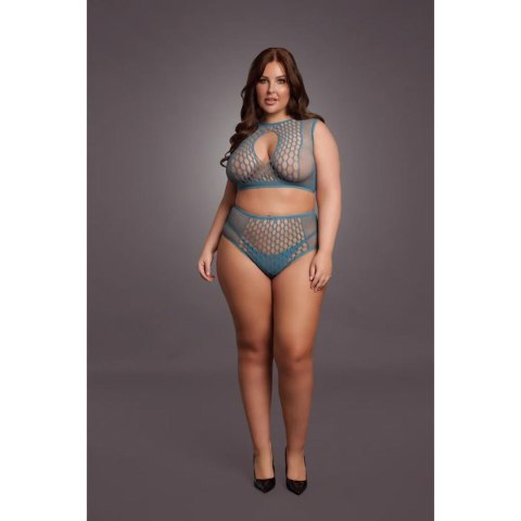Duo Net Key-Hole Bra Set - Size - Blue