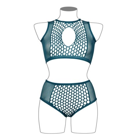 Duo Net Key-Hole Bra Set - Size - Blue
