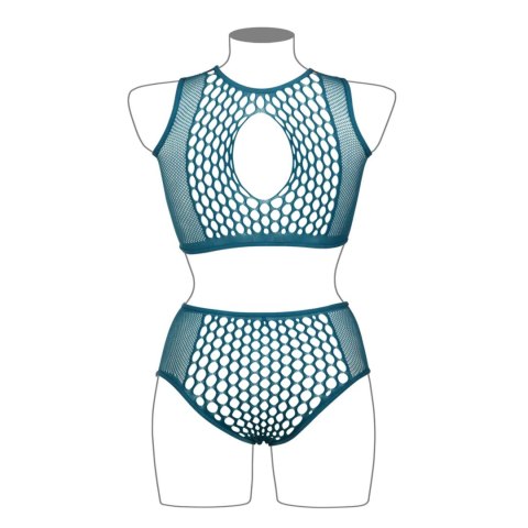 Duo Net Key-Hole Bra Set - Size - Blue
