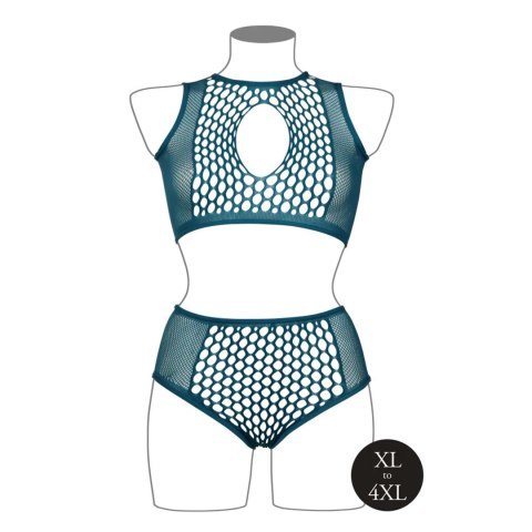 Duo Net Key-Hole Bra Set - Size - Blue