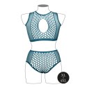 Duo Net Key-Hole Bra Set - Size - Blue