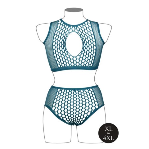 Duo Net Key-Hole Bra Set - Size - Blue