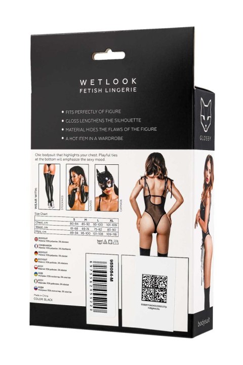 Glossy Amilia,bodysuit,wetlook,black -