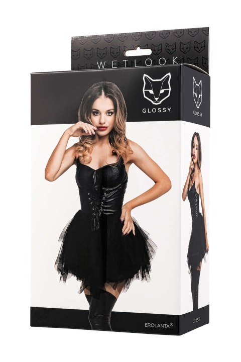 Glossy Elisia,dress,wetlook,black -