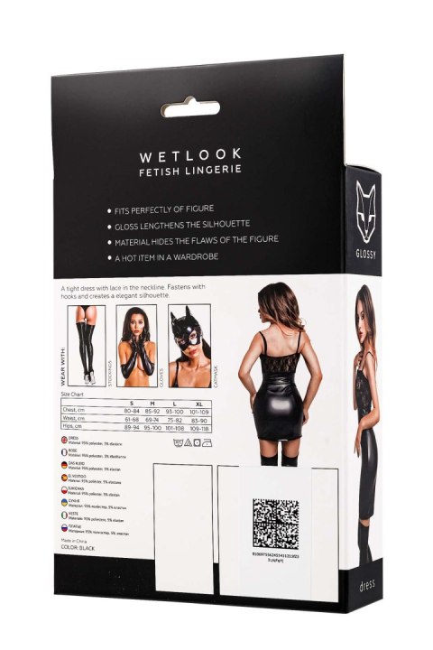 Glossy Nelly,dress,wetlook,black -