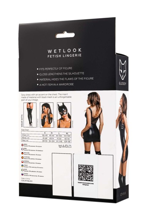 Glossy Rimma,dress,wetlook,black -