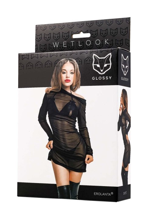 Glossy Sheril,set,wetlook,black -