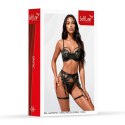 Bra ,thong ,garter set and leg rings 110934 black