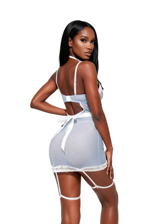 Dress with a set of garters,thigh straps,thong and necklace 110907