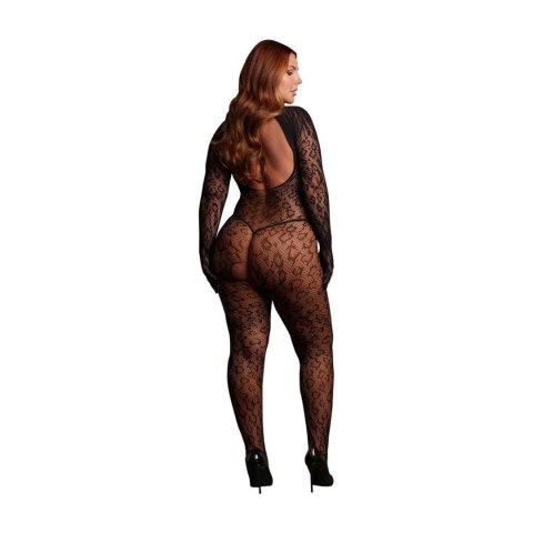 Roxy - Leopard Open Knit Cat Suit - Size - Black