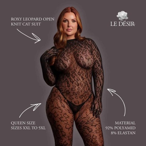 Roxy - Leopard Open Knit Cat Suit - Size - Black