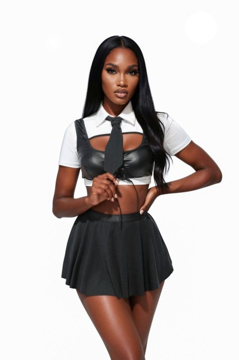 Top,skirt and tie 110899 black and white