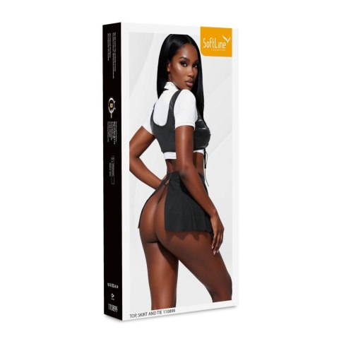 Top,skirt and tie 110899 black and white