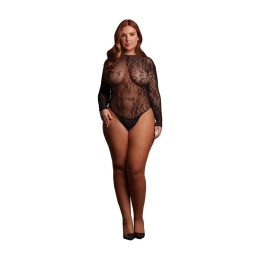 Roxy - Sexy Leopard Mesh Crotchless Bodysuit - Size - Black